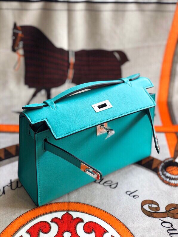 에르메스 미니 켈리백22 베르트베로나 은장 스위프트